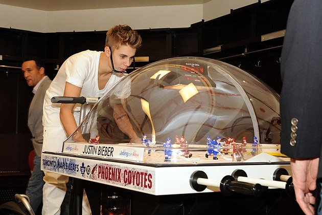 Justin Bieber Playing Bubble Hockey - Glendale - Arizona - 2012