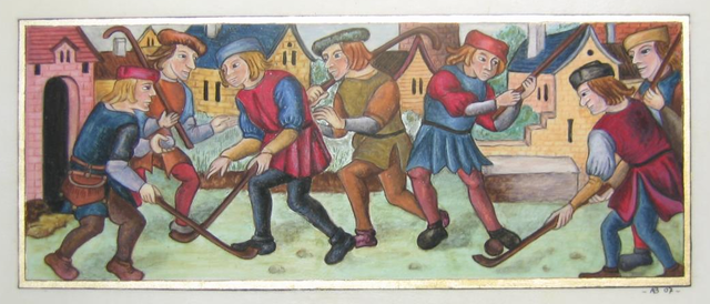 Hand Colored Hockey Engraving by Annie Bouyer