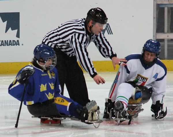 Sledge Hockey - Sweden vs Italia Faceoff - Winter Olympics 2010