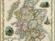 Map of Scotland - 1851 - Shinty Vignette - John Tallis