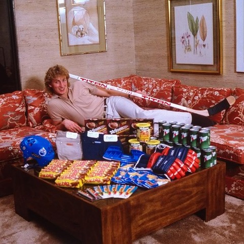 Wayne Gretzky with his Sponsors Merchandise - Early 1980s