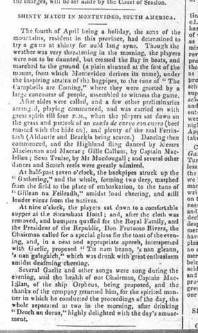 Shinty History - Report of a shinty match in Montevideo - 1842