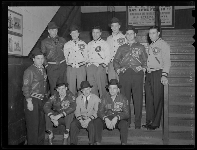 Bostons Bruins - Posing on the stairs at Boston Garden - 1939