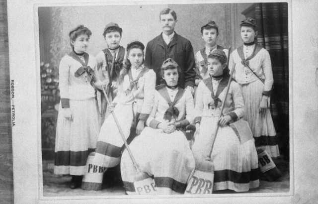 Antique Broomball - Petrolia Girls Team - Ontario - Early 1900s