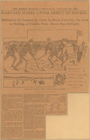 Antique Ice Hockey - Harvard vs Brown - Boston Herald - 1898