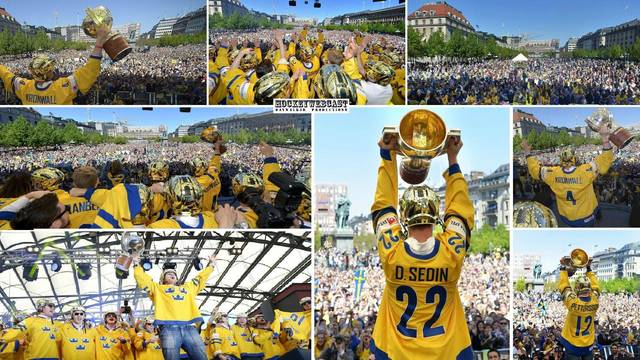 Team Sweden Celebrating after IIHF World Championship Victory
