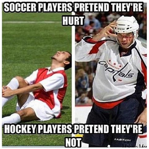 Soccer Players Pretend They're Hurt - Hockey Players Pretend Not