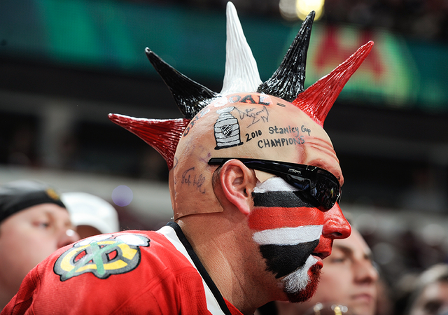 Chicago Blackhawks Fan With Fake Mohawk