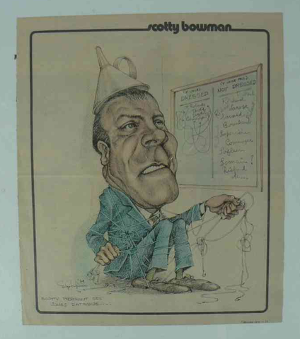Scotty Bowman - Caricature Artwork - Montreal Canadiens - 1975