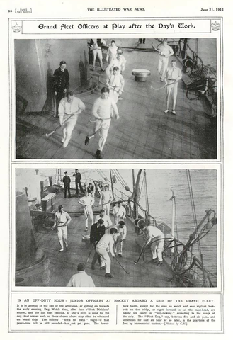 Antique Deck Hockey - Grand Fleet Officers at Play - 1916