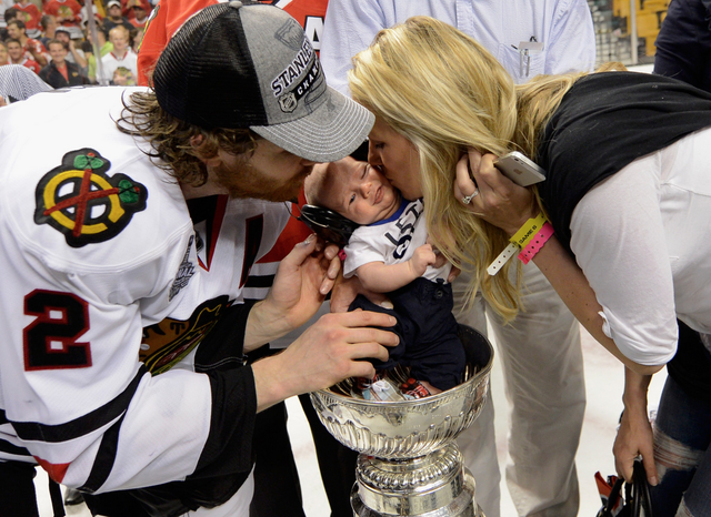 Duncan Keith Baby Colton Inside Stanley Cup & Kelly-Rae Kisses