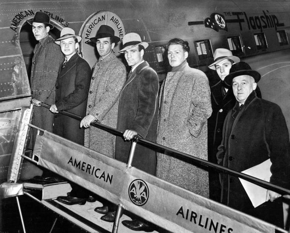 Chicago Black Hawks Players Boarding American Airlines 1940