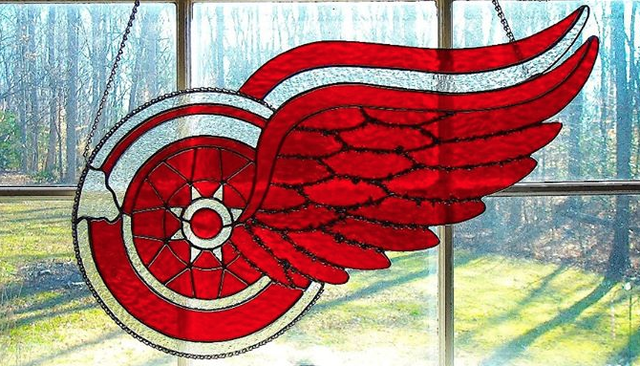 Detroit Red Wings Stained Glass Window - Hockey Stained Glass