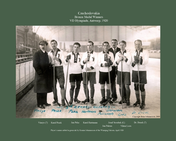 Czechoslovakia Hockey Team - 1920 Olympic Bronze Medal Winners  