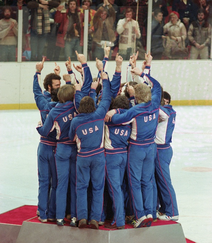 1980 Team USA Hockey Singing The Star Spangled Banner on Podium