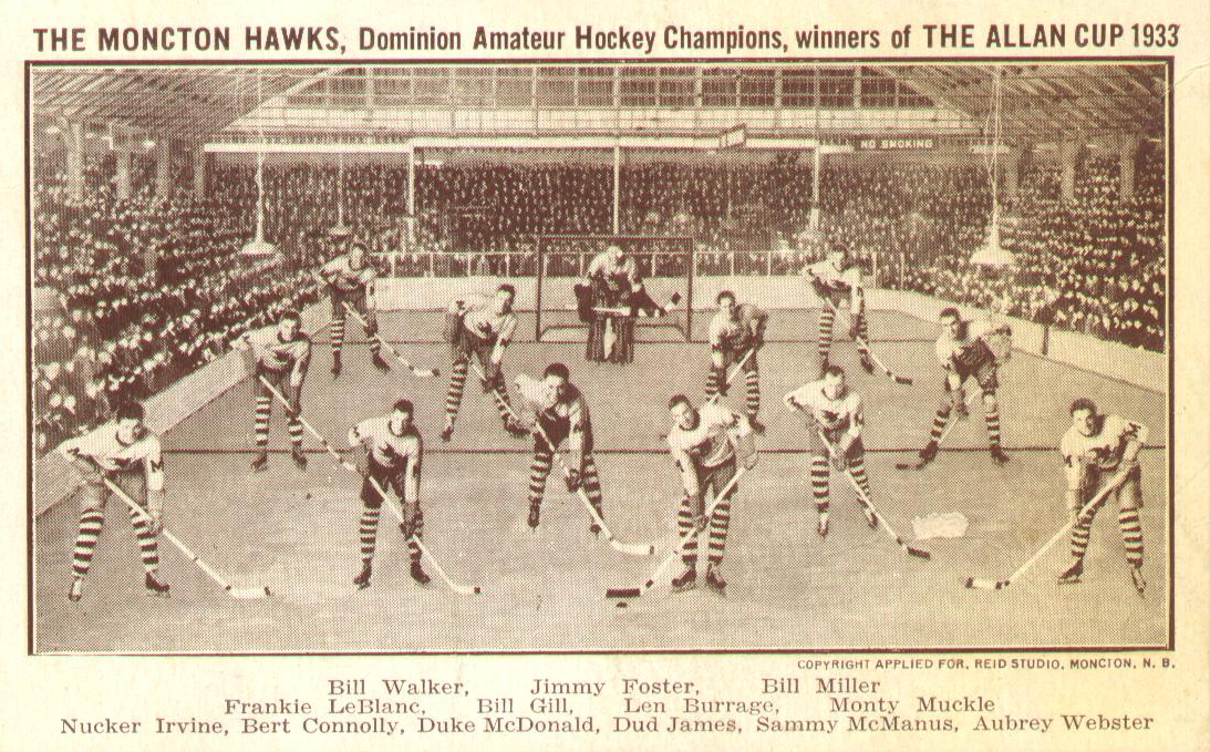 Antique Hockey Postcard - Moncton Hawks - 1933 Allan Cup Champs