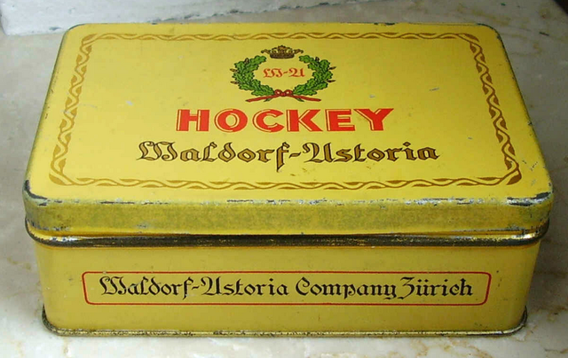 Antique Hockey Cigarette Tin - Waldorf-Astoria Company Zurich
