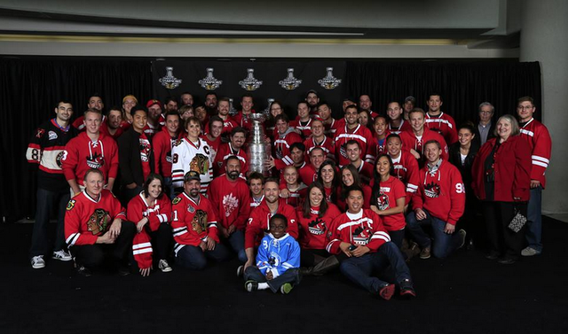 Chicago Gay Hockey Association Red Liners with the Stanley Cup