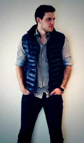 Tyler Seguin Looking Casual in a Blue Down Vest - 2013