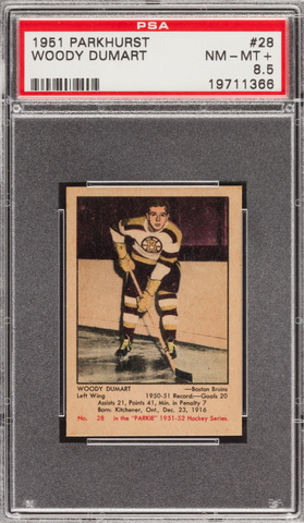 Woody Dumart - Parkhurst Hockey Card #28 - 1951 - PSA 8.5