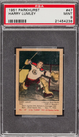 Harry Lumley - Parkhurst Hockey Card #47 - 1951 - PSA 9