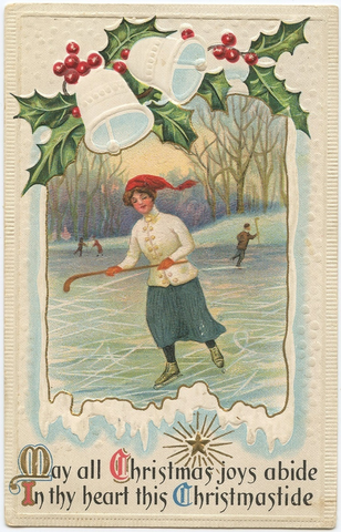 Antique Christmas Hockey Card - Early 1900s