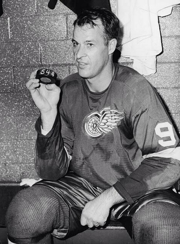 Gordie Howe Holds Puck that Tied NHL Record on October 27, 1963