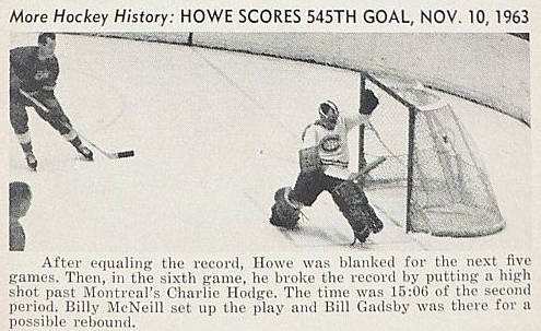 Gordie Howe Scores 545th Goal on November 10, 1963 - NHL Record