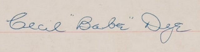 Cecil Babe Dye Autograph