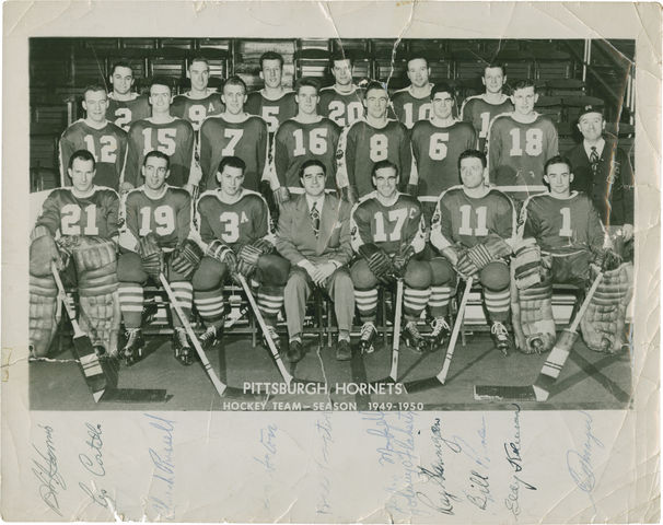 Pittsburgh Hornets Team Photo - 1949-50 - Autographed