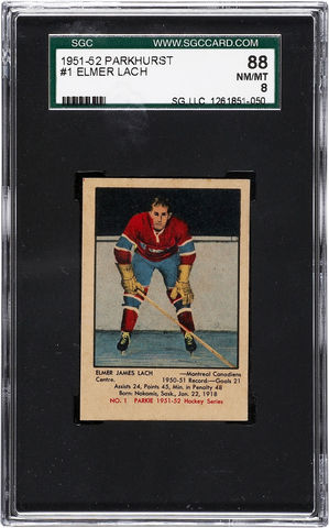 Elmer James Lach Hockey Card - 1951 - No. 1 Parkie - Parkhurst