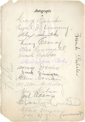 Ottawa Senators Autographs - 1927 - Stanley Cup Champions