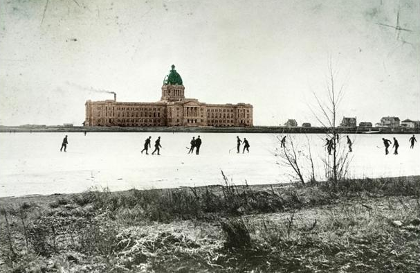 Pond Hockey at Saskatchewan's Legislature Building Wascana Lake