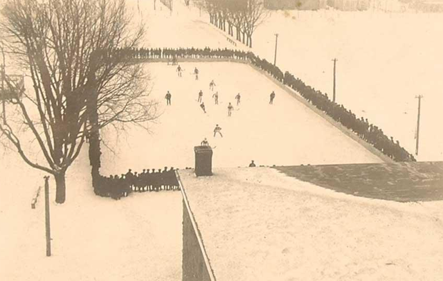 Antique Ice Hockey Championship Game - Outdoor Rink - 1920s 