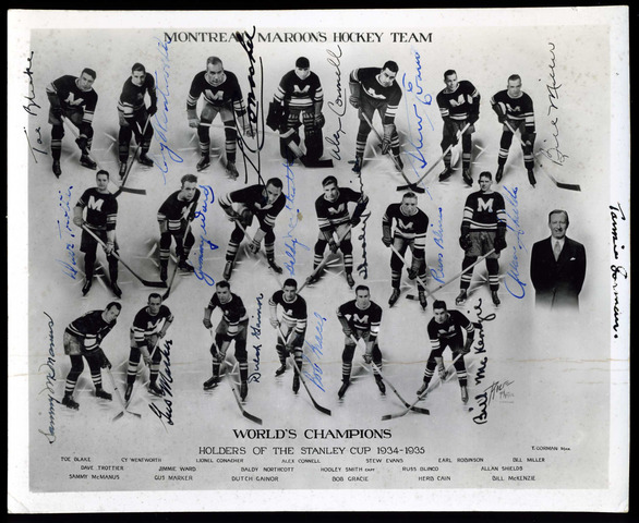 Montreal Maroons Team Autographed Photo 1935 Stanley Cup Champs