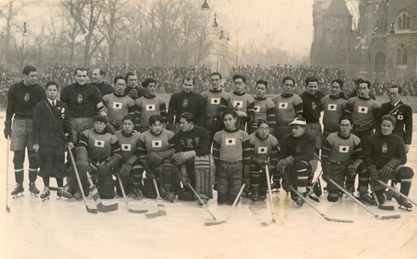 Hungarian & Japan Ice Hockey Teams at Budapest, Hungary 1936