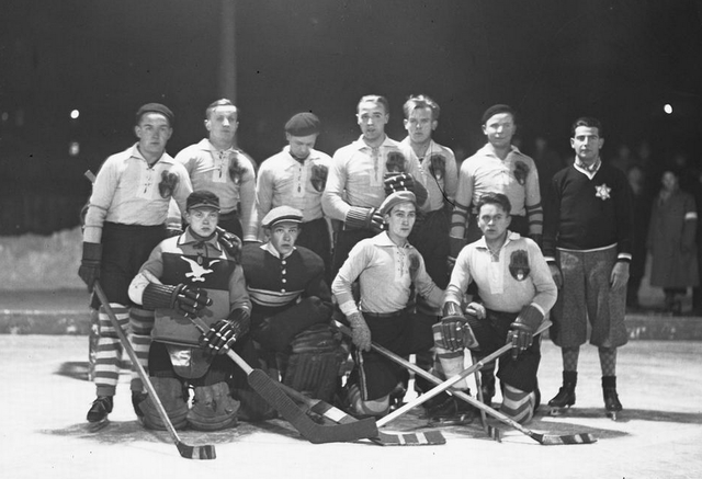 Antique Ice Hockey Team from Krakow, Poland - 1931