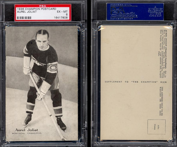 Aurèle Émile Joliat - Montreal Canadiens 1936 Champion Postcards