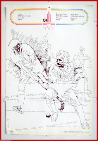Field Hockey Poster for 1980 Summer Olympics in Moscow, Russia