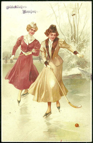 Antique Meissner & Buch Postcard - Ladies Playing Hockey - 1910
