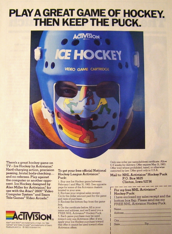 Activision Ice Hockey Video game Ad for Atari 2600 - 1983
