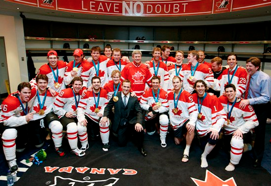 Canadian Prime Minister Stephen Harper with Team Canada 2010