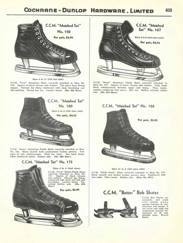 Antique CCM Ice Hockey Skates Ad 1939
