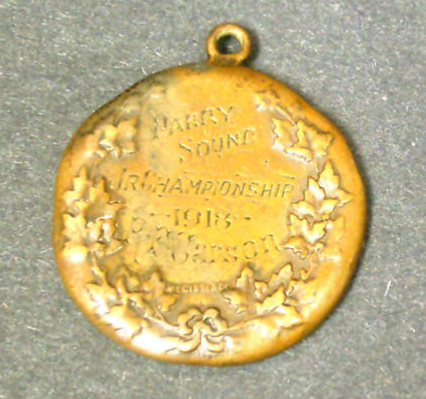 Frank Carson - Parry Sound Jr. Championship Hockey Medal 1918
