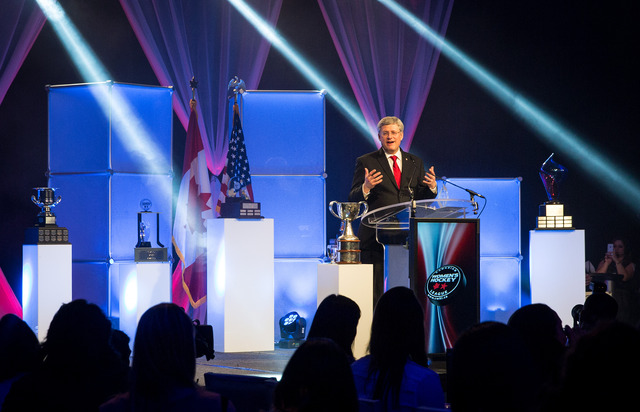 Canadian Prime Minister Stephen Harper with Clarkson Cup 2014