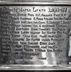 Toronto Maple Leafs Stanley Cup Engraving / Stamping 1967