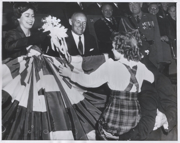 Princess Elizabeth & Conn Smythe at Maple Leaf Gardens 1951