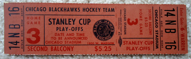 Vintage Chicago Blackhawks Ticket