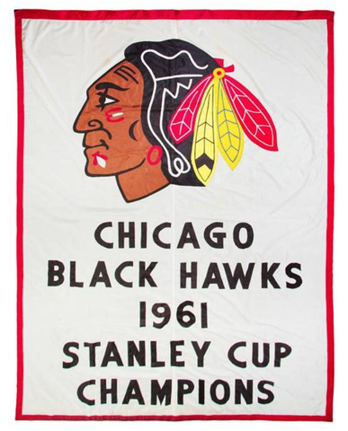 Original Chicago Black Hawks Stanley Cup Champions Banner 1961