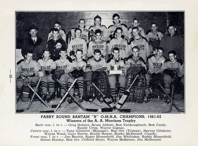 Bobby Orr with his 1962 Parry Sound Bantam B Ontario Champions